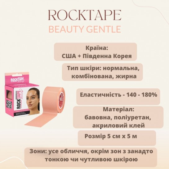 Кинезио тейп для лица RockTape Beauty Gentle 5см х 5м